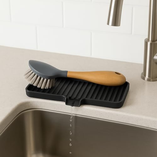 Silicone Soap Dish Tray and Sponge Holder with Drain Chute