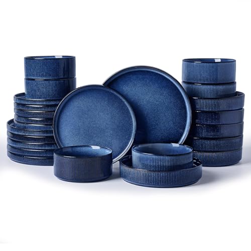 Star Stoneware Dinnerware Sets with Pasta Bowls (Nebulas Blue)