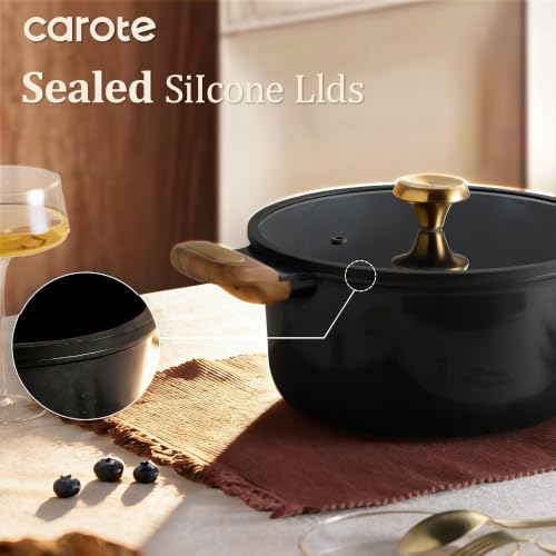 Ceramic Cookware Sets (Black / 16 Piece)