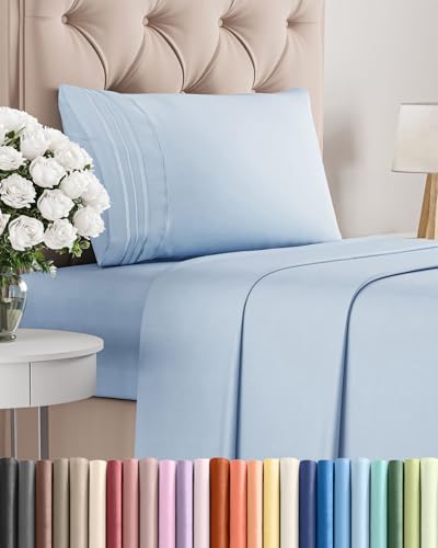 Twin Size 3 Piece Sheet Set (24 - Sky Blue / Twin)
