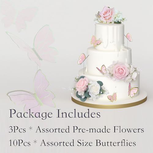 3Pcs Premade Cake Flowers (3 Count)