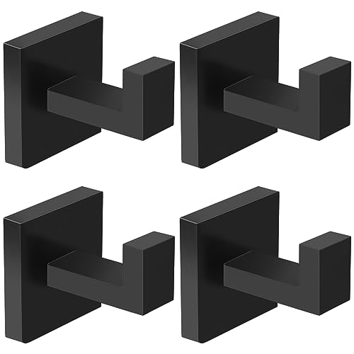16 Pack Towel Hooks Hand Towel Holder Bathroom Robe Hanger Black (Square / Black)