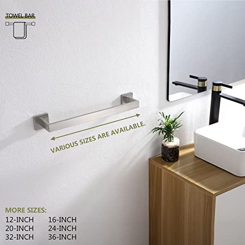 16 Inch Single Towel Bar (Brushed Steel / 16-Inch)