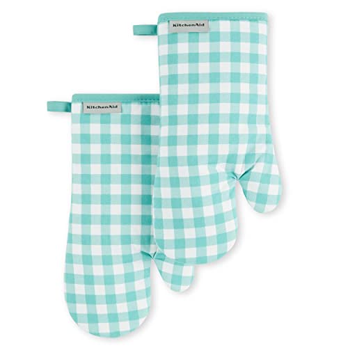 Gingham Oven Mitt 2 (Aqua Sky / 7"x13")