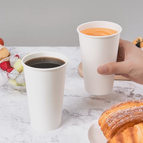 200 Pack 16 oz Disposable Paper Coffee Cups (White / 16 oz)