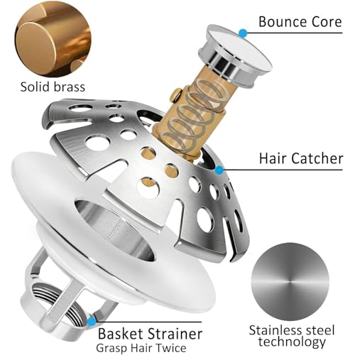 Bathroom Sink Drain Strainer (Brushed Nickel)