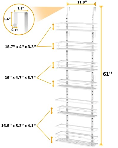 White 6 Tier Over Door Pantry Organizer (6-Tier Standard / White)