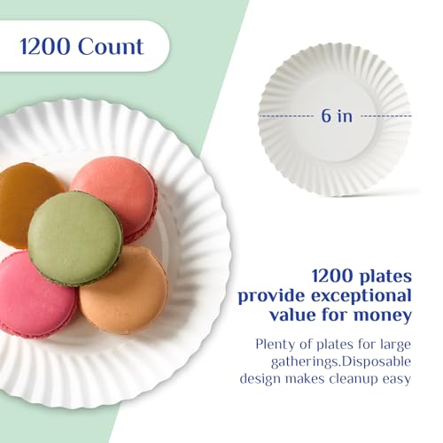6 Inch Paper Plates (1200 Count (Pack of 1,6 Inch))