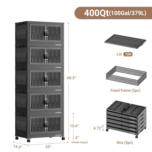 400Qt Stackable Storage Bins with Lid (5 Count)