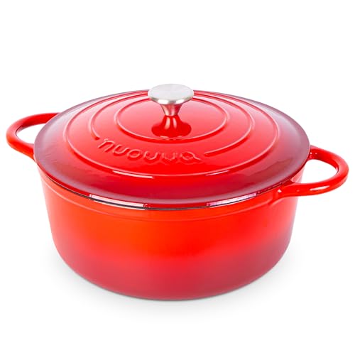Cast Iron Dutch Oven with Lid (Red / 7.3-Quart - Deep)