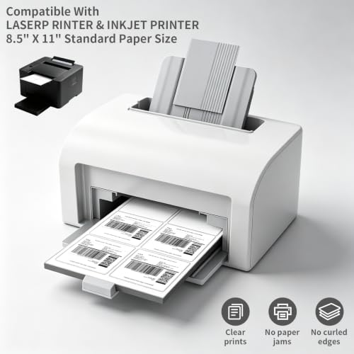 6 up 3-1/3" x 4" Sticker Labels Shipping Address Labels for Laser & Inkjet Printer, 200 Sheets, Total 1200 Labels (3-1/3" x 4" (6-UP) / 200 Sheets)