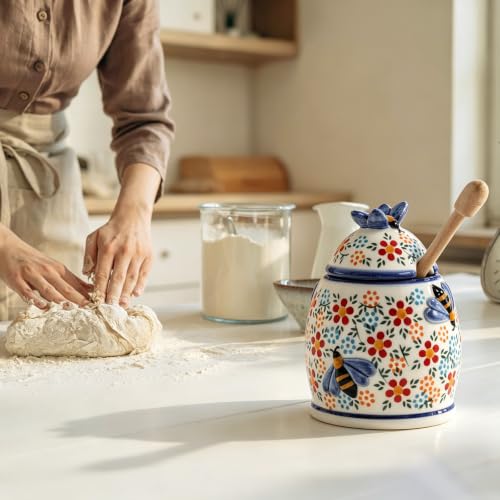 10oz Spring Delight Handmade Ceramic Honey Jar (Spring Delight)