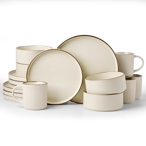 Dinnerware Set with Mugs (Cream / Service for 4 with Mugs)