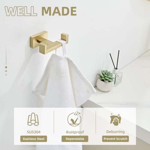 Double Towel Hook Brushed Gold (1 Pack / Brushed Gold)