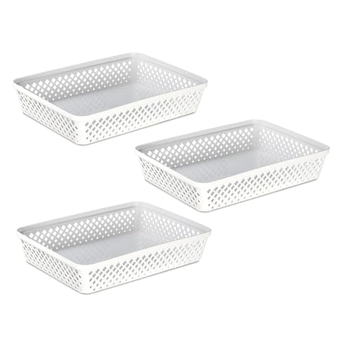 Plastic Storage Basket Set (White / Large)