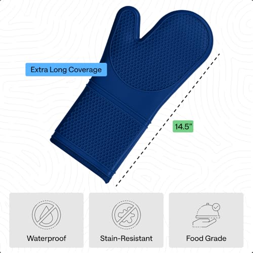 Silicone Oven Mitts (Blue / 14.5" Oven Mitts)