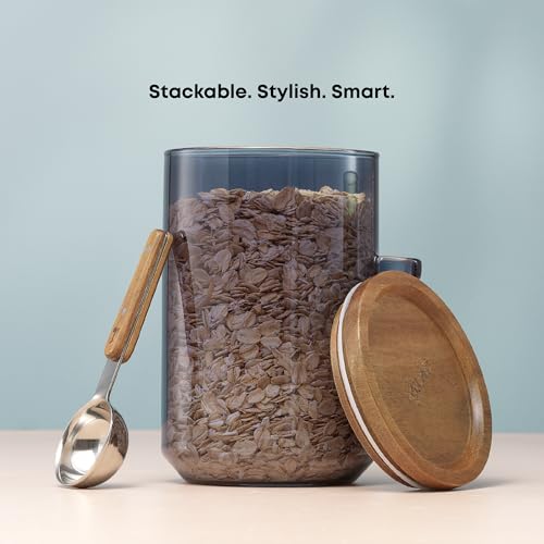 Holden 32oz Stackable Glass Storage Containers with Lids and Scoops (32 Ounce)