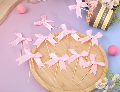 Pink Bow Cupcake Toppers
