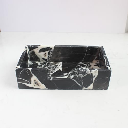 Natural Calacatta Black Marble Napkin Holder 9.8"x4.9"x2.8" (9.8" × 4.9" × 2.8" - Guest Towel Black)