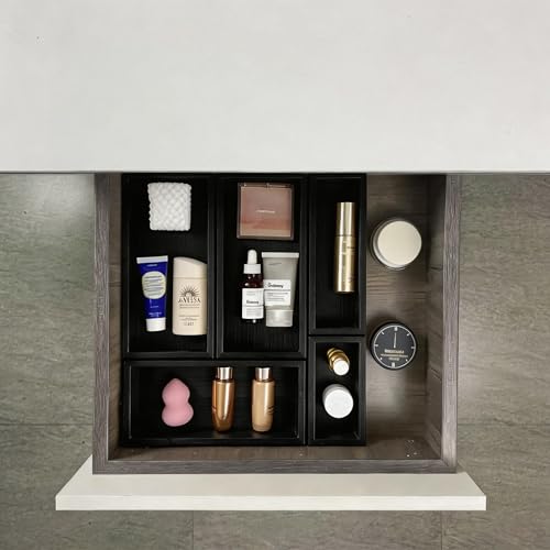 bamboo drawer organizer Set (1 X 5PCS Black)