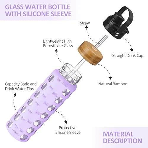 24oz Glass Water Bottle (Purple / 24 Ounces)