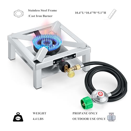 Propane Burner Angle Iron Camp Stove with CSA Listed Regulator and 4ft Hose (SS1200)