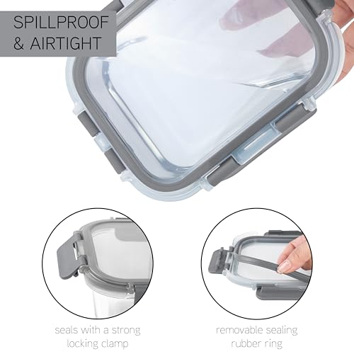 Premium 32 Pc. Borosilicate Glass Food Container Set with Dividers (Ombre Grey)