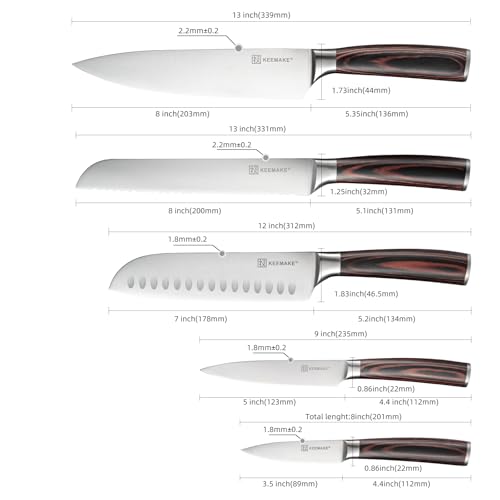 Kitchen Knife Set of 5 (Brown 5pcs)