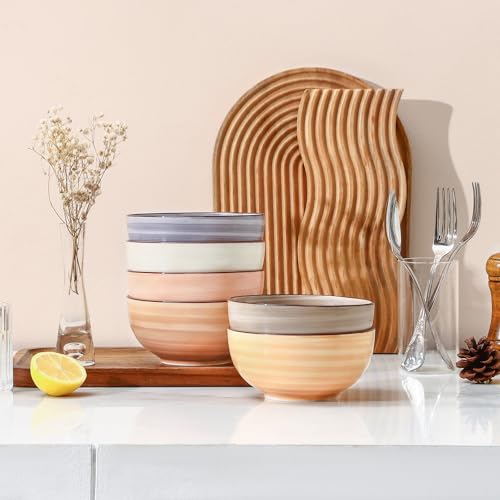 Ceramic Cereal Bowls Set of 6 (Maillard / 24 Oz)