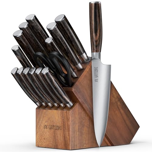 Yatoshi 15 Piece Knife Block Set (Acacia / 15-Piece)