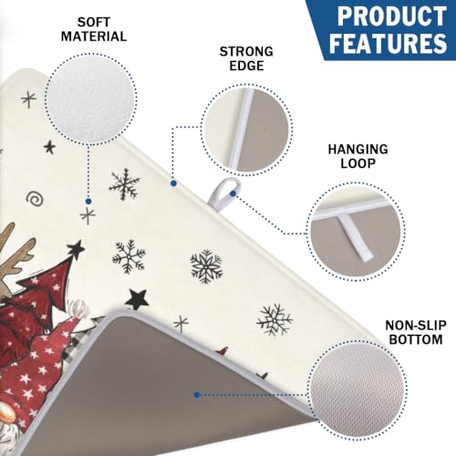 Winter Snowman Gnome Dish Drying Mat Xmas Tree Dishes Pad 18"x24" Microfiber Fast Dry Dish Drainer Rack Mats Kitchen Countertop Accessories (Winter Snowman Gnome / 18x24 inch)
