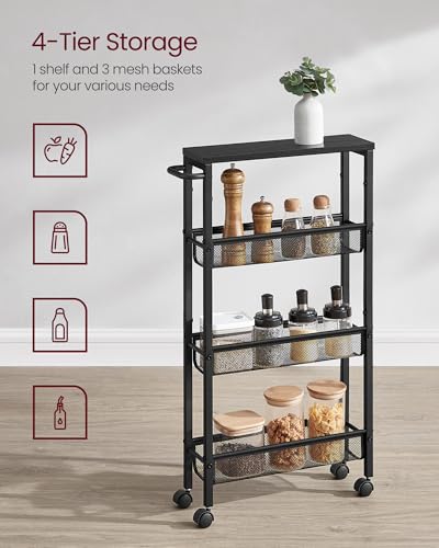 4 Tier Slim Rolling Storage cart with Wheels