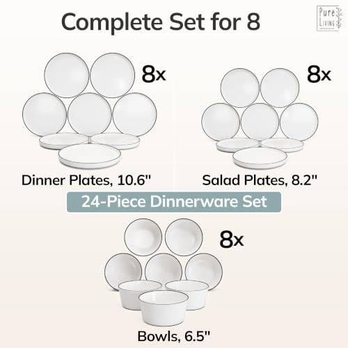 24 Piece White Dinnerware Set for 8 (Scandi White / Set for 8 (24pcs))