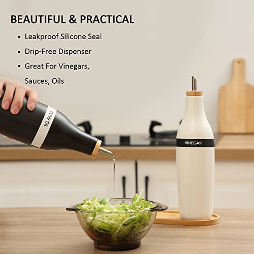 Olive Oil and Vinegar Dispenser Set (Black White&Tary)