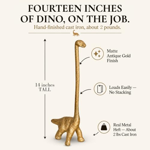 Gold Dino Paper Towel Holder & Metal Toilet Paper Holder Stand (Gold Dino)
