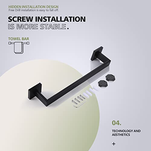 16 Inch Single Towel Bar (Matte Black / 16-Inch)