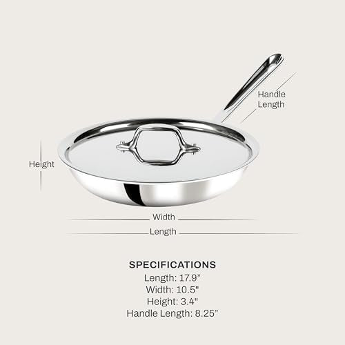 D3 3 Ply Stainless Steel Fry Pan with Lid 10 Inch (10 inch Stainless Steel Fry Pan)