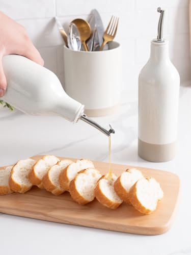 16oz Ceramic Oil Dispenser Bottle (White / 2 Pieces (Milkyway))
