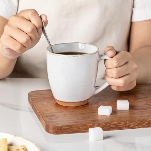 12oz Ceramic Coffee Mugs set of 4 (White(Handbrush Rim) / Set of 4)