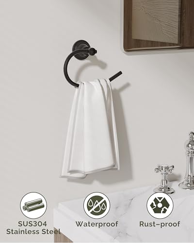 Black Towel Ring Wall Mounted for Bathroom (Matte Black)