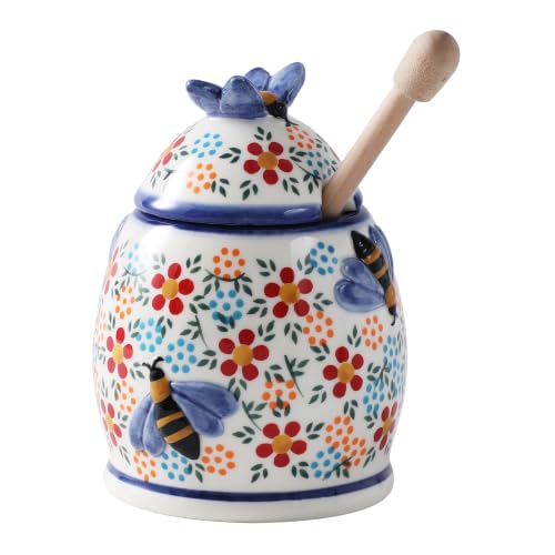 10oz Spring Delight Handmade Ceramic Honey Jar (Spring Delight)