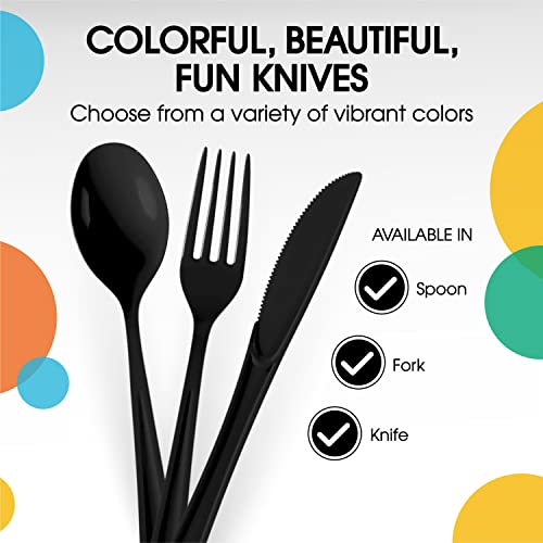 Black Plastic Forks 200 Pieces Black Forks Disposable Utensils Heavy Duty Plastic Cutlery Set Disposable Cutlery Sets Flatware Sets Silverware Set Party Supplies & Party Tableware (Black / Forks)