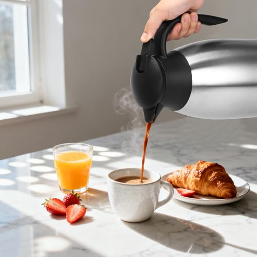 70oz Thermal Coffee Carafe Insulated Coffee Thermo (Silver&Black)