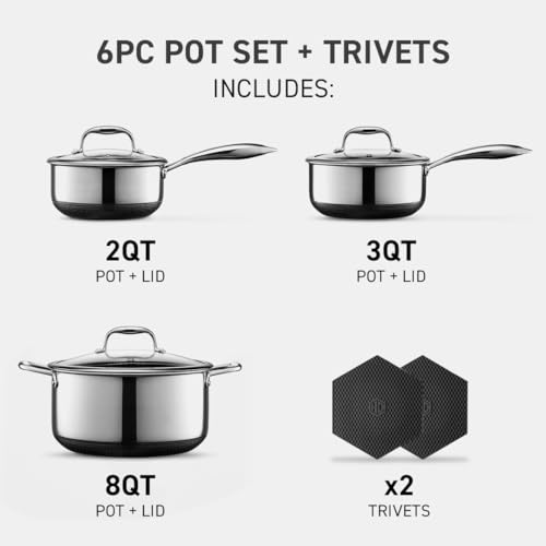 Hybrid Nonstick 6 Pc Pot Set & Trivets