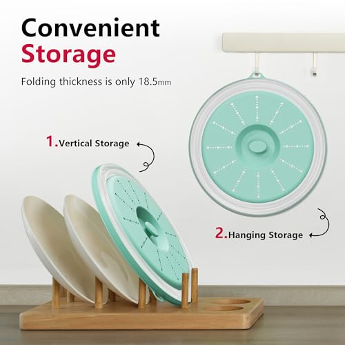 Microwave Splatter Cover Vented for Food with Hook Hole (Mint Green / M(11"x3.26")-Pack of 1)