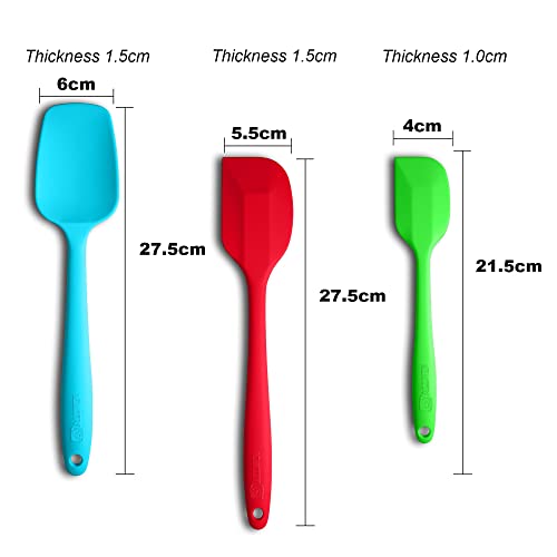 3 Piece Silicone Spatula Set (Green/Blue/Red)