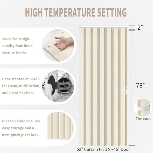 Closet Curtains for Bedroom Closet Door (Butter Cream / 52"W x 78"L (Pack of 1))