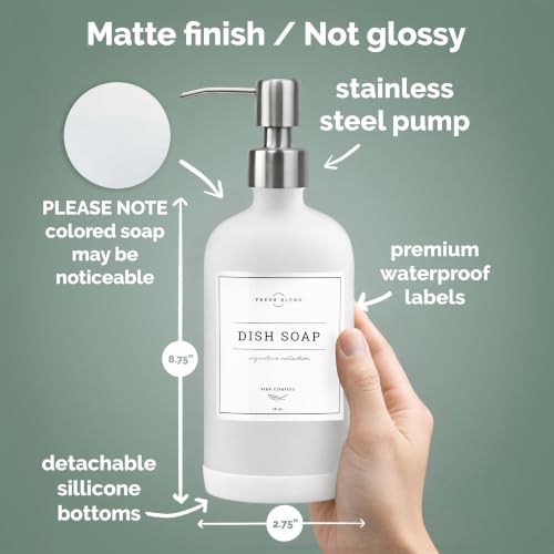 White Glass Soap Dispenser (Matte White Bottle / Silver Pump)