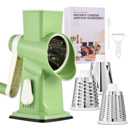 Rotary Cheese Grater Hand Crank Transparent (9.06"L x 4.33"W x 9.07"H / Green)