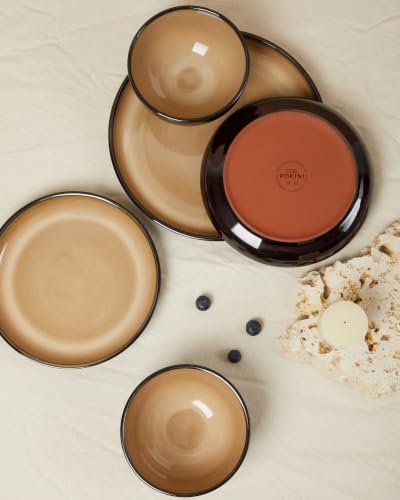 Stoneware Dinnerware Sets for 4 (Mocha Brown / Set (12pcs))